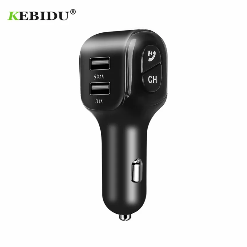 Автомобильное зарядное устройство KEBIDU с двумя usb-портами для iPhone, Xiaomi, автомобильное usb-зарядное устройство, адаптер BT5.0, автомобильное зарядное устройство, fm-передатчик