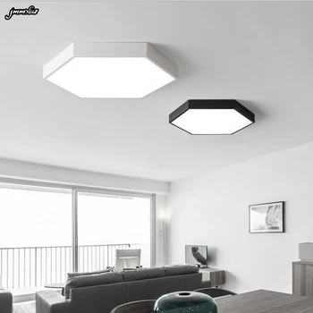 

Jmmxiuz Simple Geometric LED Ceiling Lamp Kitchen Bedroom Modern Black / White lamparas techo restaurant Home Lighting