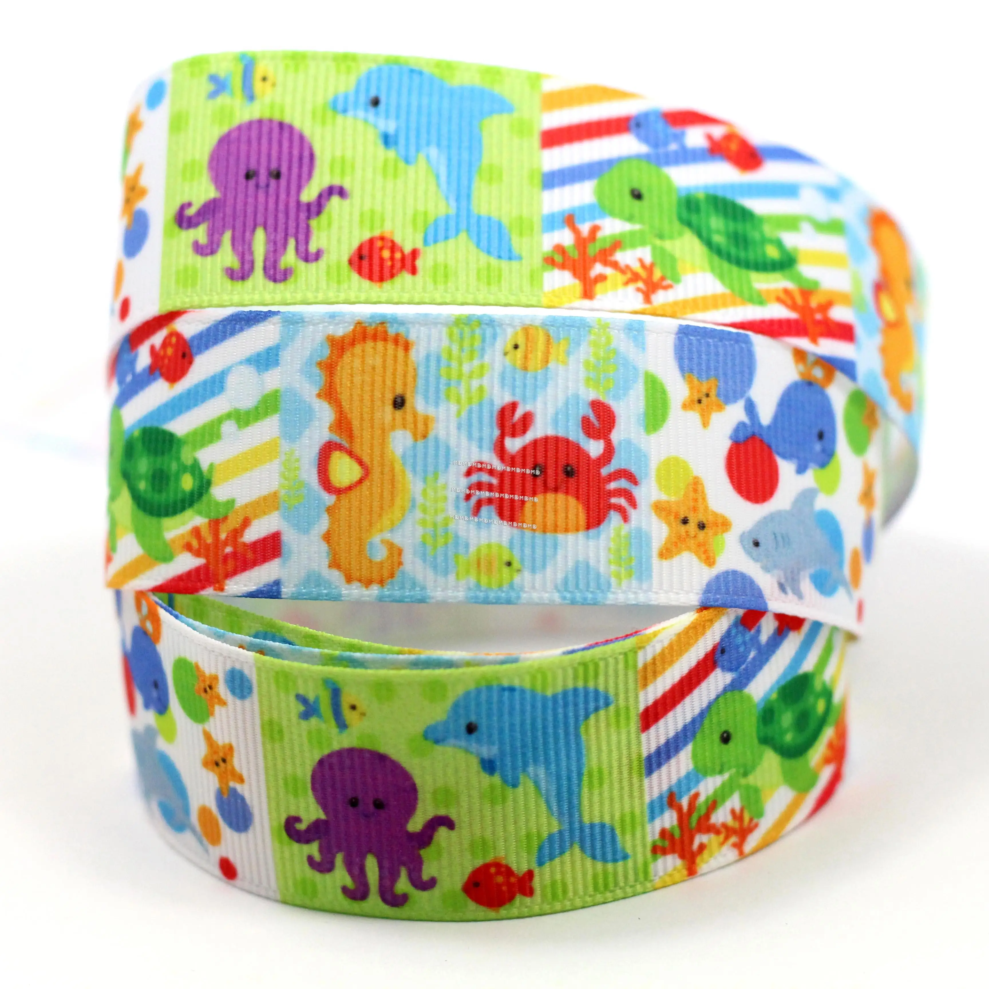 MD160328 25 3883 Marine Life Printed Grosgrain bing DIY Handmade
