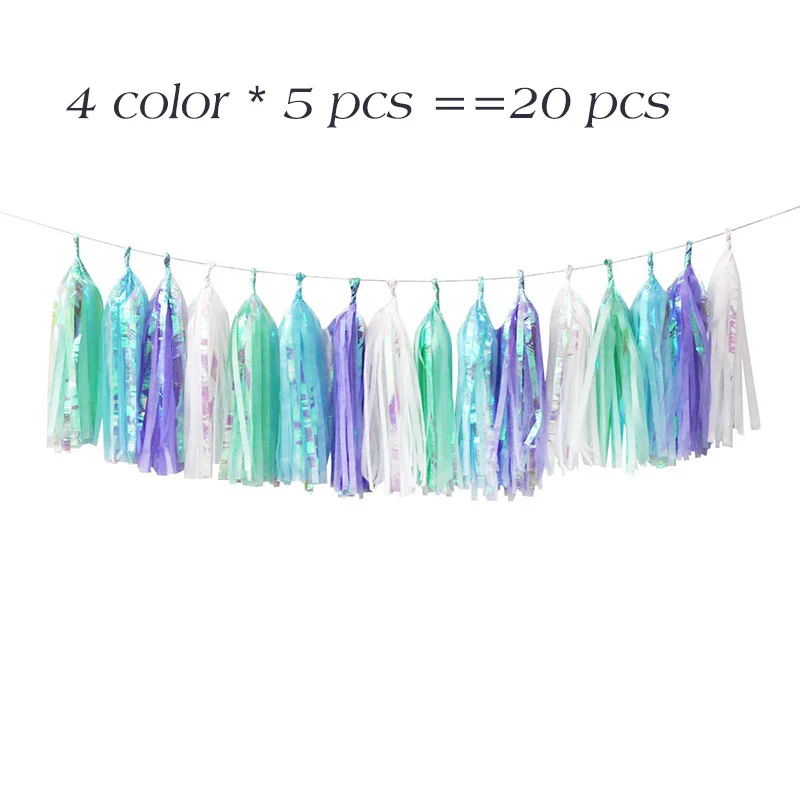 rainbow-20pcs-2 20 штук Свадебная декоративная бумага для вечеринок Ленточки лента-гирлянда Шторы Детские украшение душевой кабины принадлежности для вечеринки-девичника в виде фламинго - Цвет: rainbow-20pcs-2