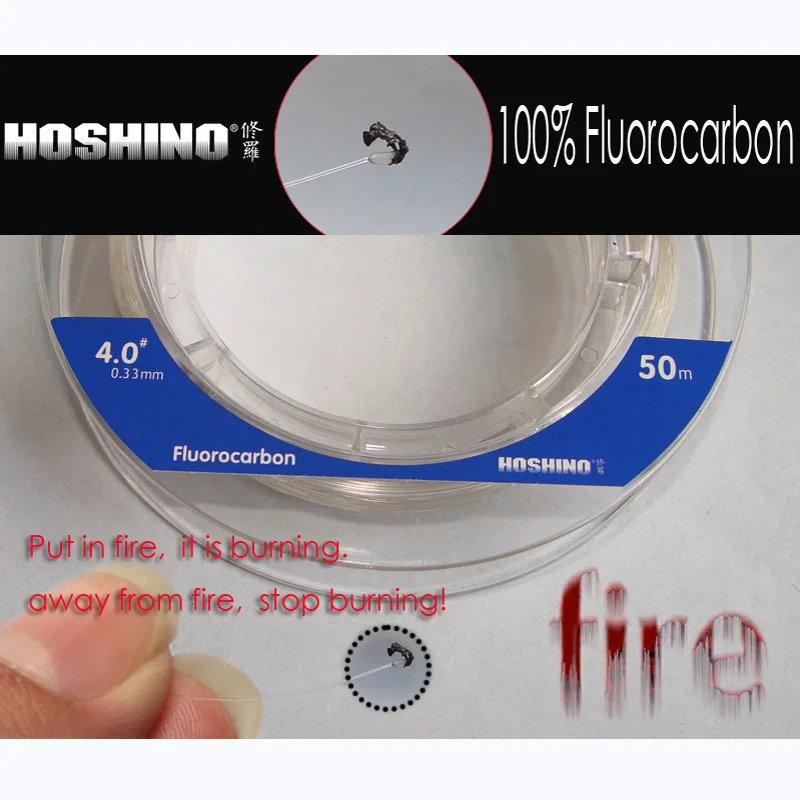 

[HOSHINO] 50M*2pieces/lot 100% Fluorocarbon transparent Fishing Leader line for Braid Fishing Line