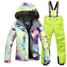 Gsou зимний женский лыжный костюм+ брюки сноуборд куртка женская зимняя женская куртка спортивные костюмы лыжный комплект Женская лыжная куртка
