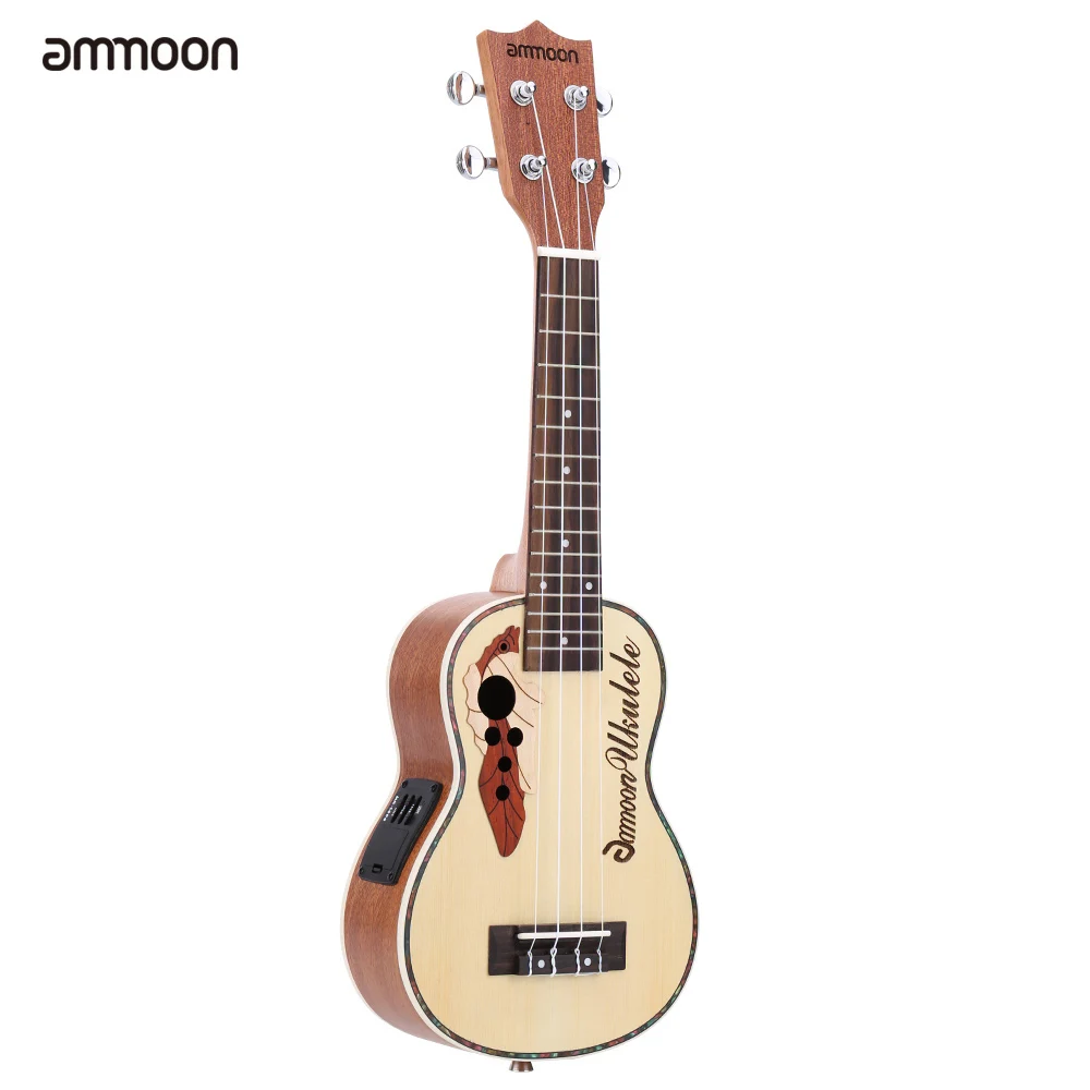 

ammoon Spruce Ukelele 21" Acoustic Ukulele 15 Fret 4 Strings Stringed Musical Instrument with Built-in EQ Pickup High Quality
