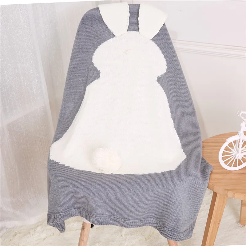Новое Вязаное детское одеяло с рисунком кроликов, мягкое одеяло для новорожденных мальчиков и девочек, пеленка для сна, одеяло с текстом, Комплект постельного белья