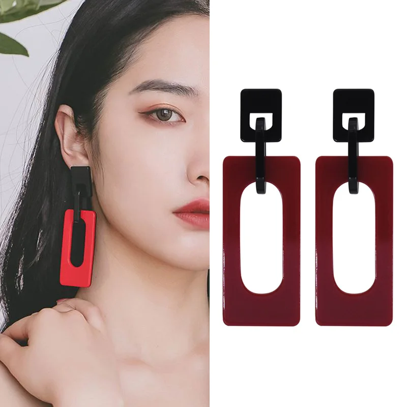 

Free Shipping 4 Colors European And American Exaggerated Plate Hollow Multi-layer Drop Earrings Allergy Free High Quality 1Pair