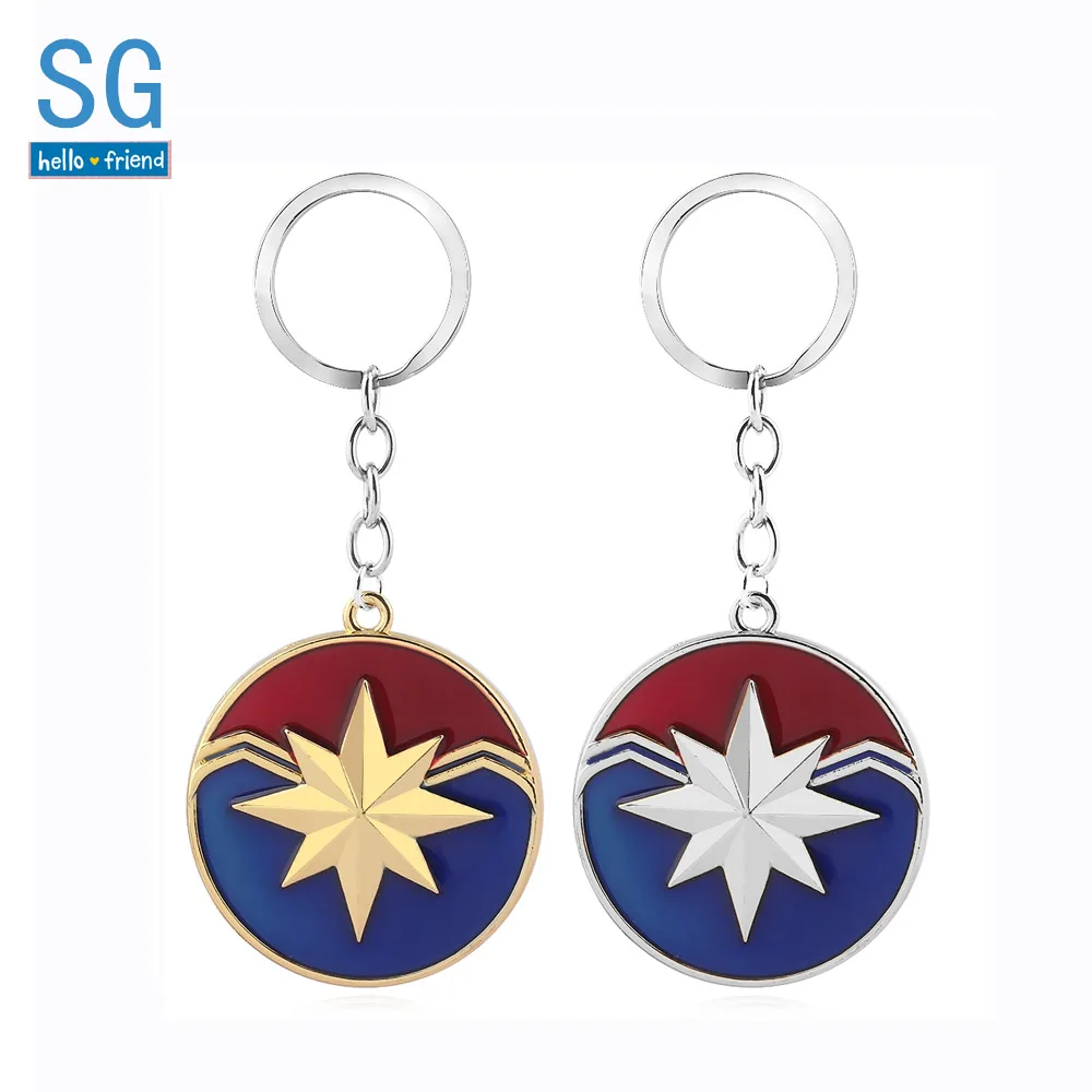 

SG Hot Avengers Captain Marvel America Carol Danvers Logo Shield Keychains Ms. Marvel Thor Axe Pendant Men Car Keyring Jewelry