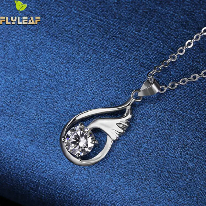 

Flyleaf 100% 925 Sterling Silver Purple Natural Stone Cubic Zirconia Pendant Necklaces For Women Fashion Party Jewelry