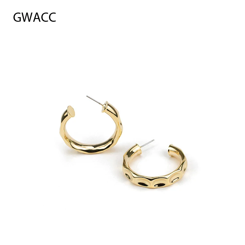 

GWACC Irregularity Surface Design Thick Stud Earrings For Women INS Minimalist Creative Gold Color Metal Earring Fashion Jewelry