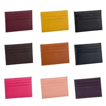 

8 Colors Genuine Faux Leather Card Case Men Thin Card Wallet Business ID Credit Cards Holder Women Cash Pocket Organizer