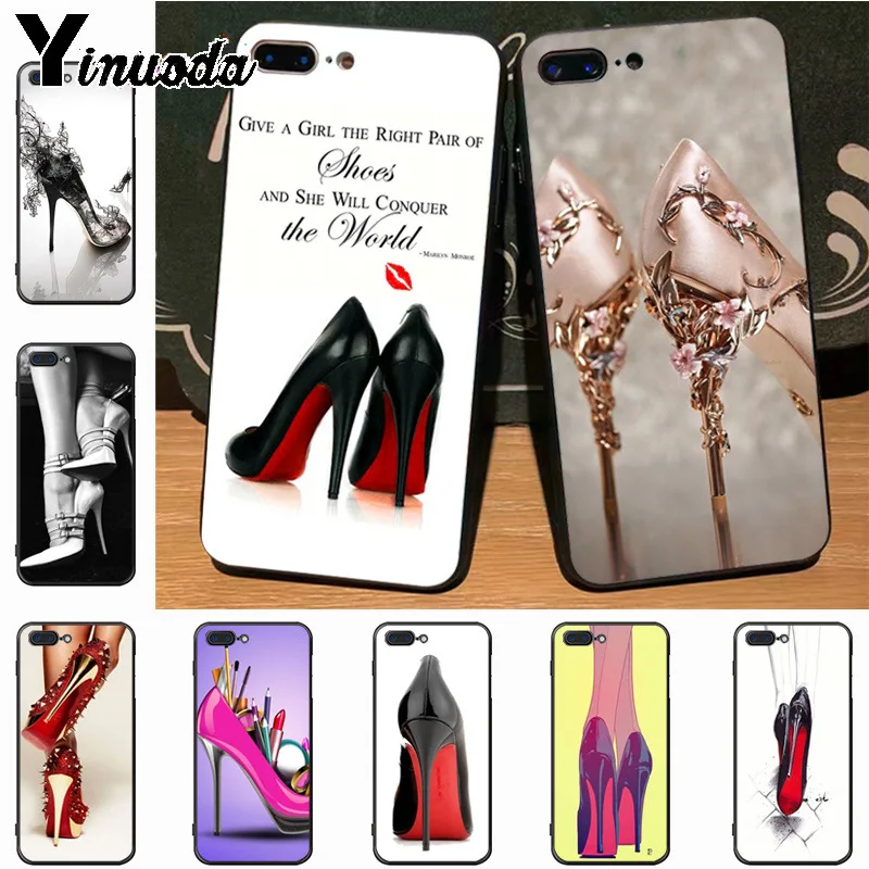 

Yinuoda red high heel shoes Cute Phone Accessories Case for iPhone 7plus X 6 6S 7 8 8Plus 5S 11pro case
