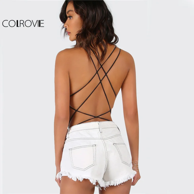COLROVIE Strappy و عارية الذراعين ارتداءها النساء السود أكمام الصيف شاطئ الساخن داخلية البحرية سكوب الرقبة عبر ضئيلة كامي ارتداءها COLROVIE Strappy و عارية الذراعين ارتداءها النساء السود أكمام الصيف شاطئ الساخن داخلية البحرية سكوب الرقبة عبر ضئيلة كامي ارتداءها