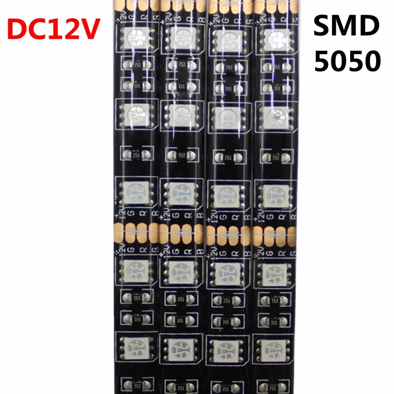 DC12V LED Strip 5050SMD 60LEDs M Black PCB Board Flexible LED Light Waterproof RGB 5050 LED