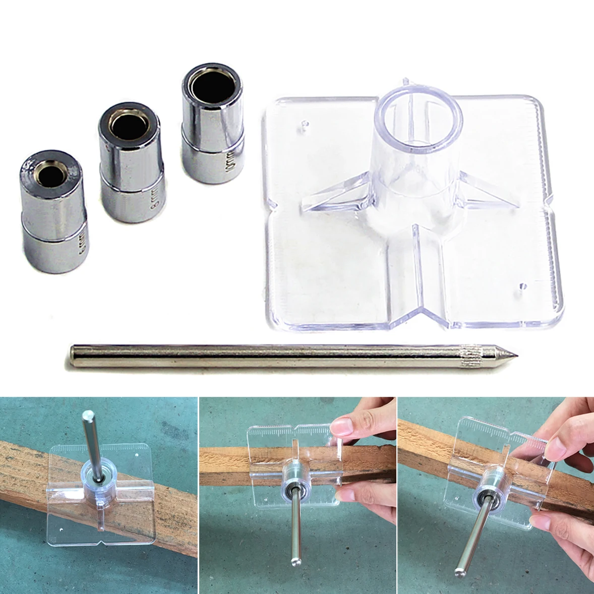 1Set Mini Pocket Hole Drill Dowel Jig Guide Woodworking Drilling Locator 6/8/10mm With Plastic Plate 1Set Mini Pocket Hole Drill Dowel Jig Guide Woodworking Drilling Locator 6/8/10mm With Plastic Plate