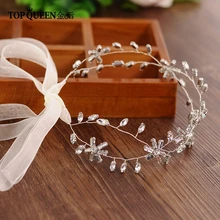 TOPQUEEN HP81 женские аксессуары для волос для невесты с украшением в виде кристаллов, украшенные стразами и бисером; нежные свадебные диадемы повязка на голову, повязка на голову