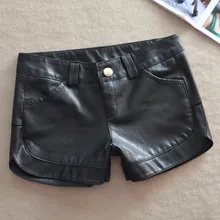 Плюс Размеры Для женщин Искусственная кожа Шорты для женщин осень-зима Для женщин черные шорты, Размеры S-XXXL