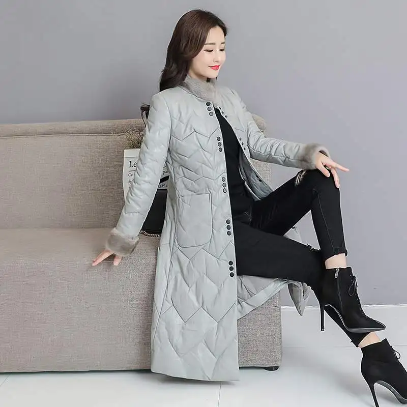 gray 2019 Femmes Col Red Slim Veste Black De Pr385 Long Les En Nouvelle Survêtement Parkas jujube Moyen Véritable Manteau Mode Haute Chaud Fourrure Qualité Cuir nYqW5PBZ