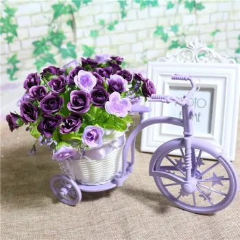 

Simple Artificial flower bicycle Stylish Rose Car Crafts Home Improvement Furniture Plastic Bicycle Rattan Rustic Home Decor