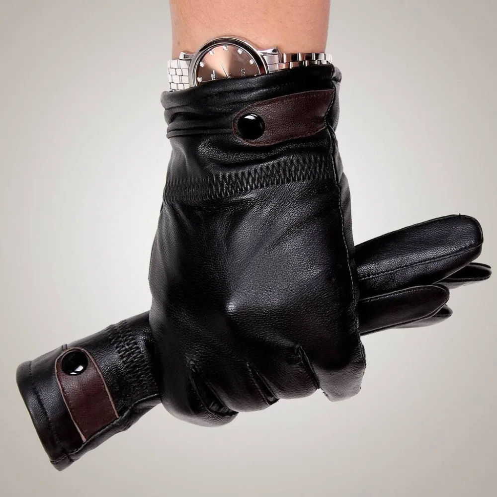 

Mens fashion winter warm thicken leather gloves, Genuine leather sheepskin gloves, GR205