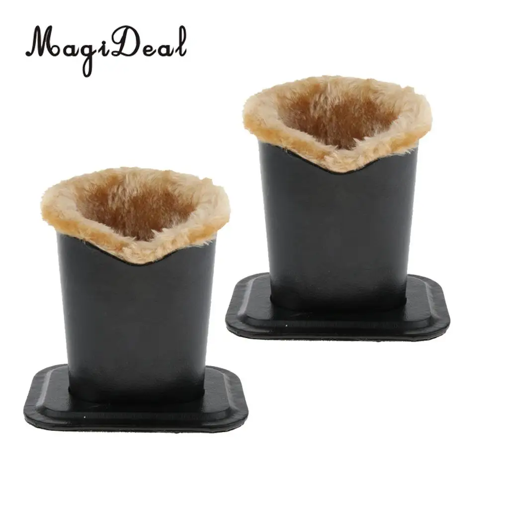 2Pcs Tan Plush Lined PU Eyeglasses Holder Stand Glasses Protective Case Pen Holder Anti-Scratch