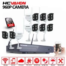 HCVAHDN Wifi 1080 P сетевой видеорегистратор наружного наблюдения комплект 8CH Plug and Play 960 P HD 1.0MP Беспроводная Водонепроницаемая камера ночного видения CCTV система
