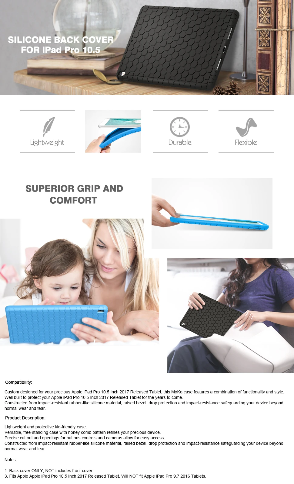 Чехол MoKo для нового iPad Air(3-го поколения) 10," /iPad Pro 10,5-[honey Comb Series] [Kids Friendly] Вес под светильник