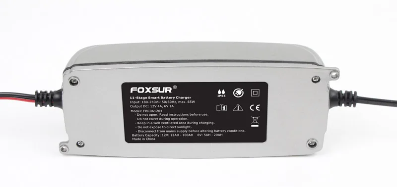 FOXSUR 6В 12В 11 ступенчатое автомобильное зарядное устройство свинцово кислотная