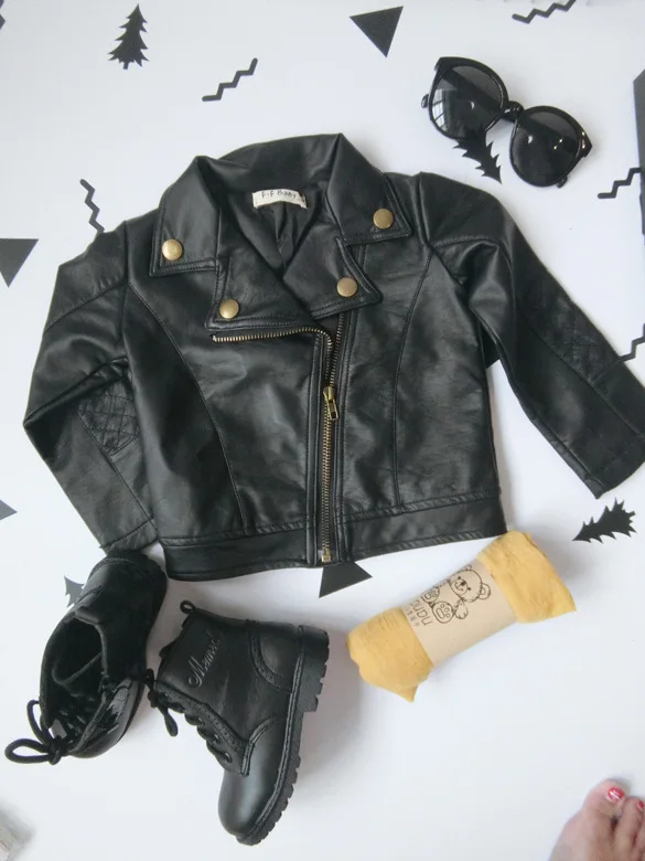 

Baby Boys Girls Leather Jacket 2018 New Autumn Solid Casual Turn-down Collar Full Sleeve Short Jackets Children Clothes 6jk015