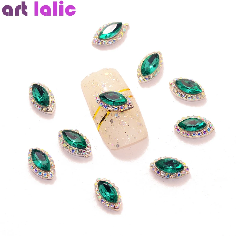 

10 Pcs New Olive Green 3D Alloy Nail Art Decoration Charms Studs Nails Rhinestones Manicure Tools TN1578