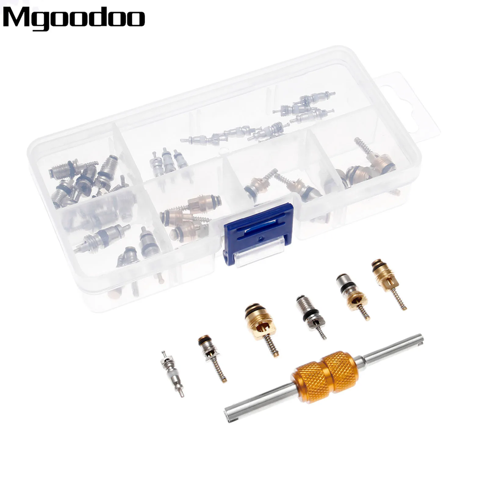 Mgoodoo 40 шт. R12 R134A A/C клапан стержневые ядра инструмент для удаления W/коробка комплект авто Кондиционер ремонт Ассортимент Набор для удаления