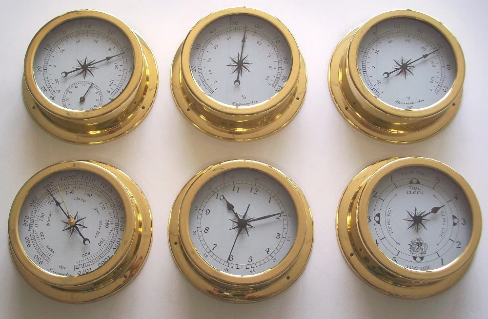 New 1pcs Brass Case Weather Station Barometer Temperature Hygrometer