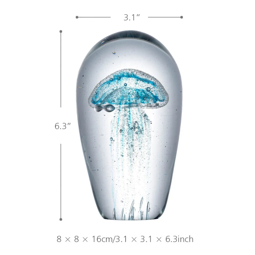 Голубая Медуза стеклянная скульптура домашнее украшение стеклянная Медуза лучший подарок для друзей