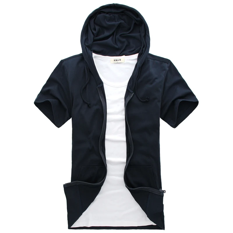  Short Sleeve Hoodie (10 colors) Stylish Casual Short Sleeve T-Shirt Men's Summer New Solid Casual Z
