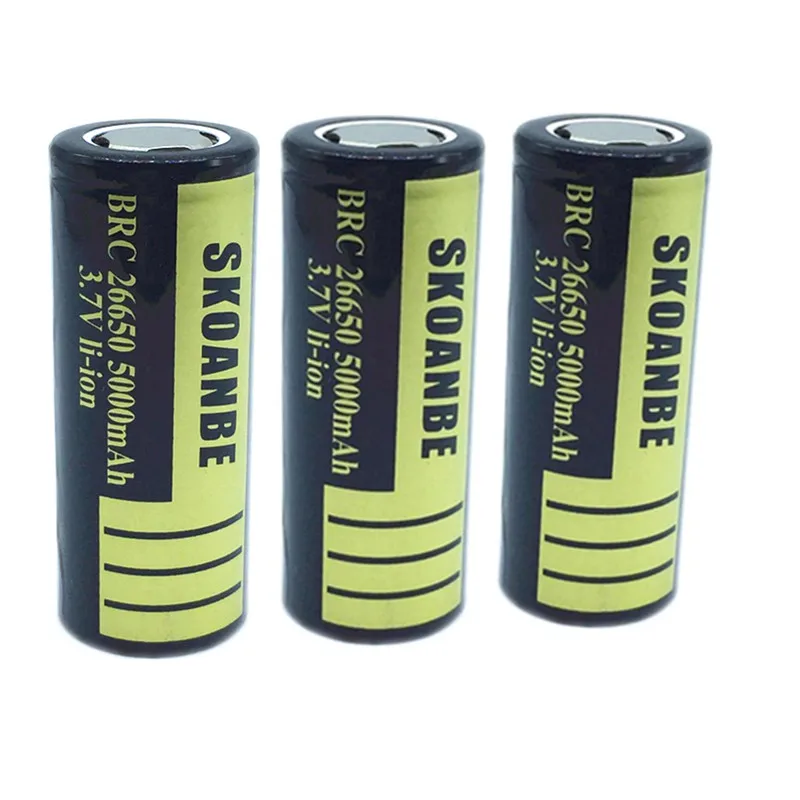 Original SKOANBE Battery 26650 battery 5000mAh Rechargeable Battery 3.7v Li-ion Batteries Actual Capacity Higher Than 5000mah
