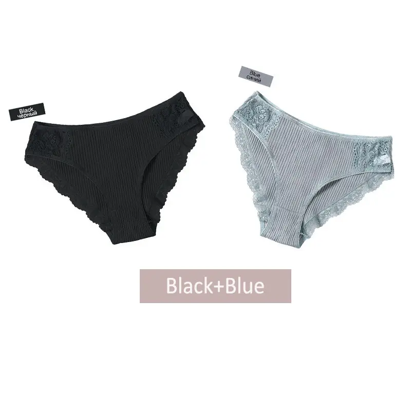 dark gray blue Нижнее белье женские хлопковые трусики женские кружевные трусики нижнее белье женские удобные Цветочные трусы женские трусики для девочек - Цвет: dark gray blue