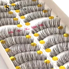 Лучшие продажи 10 пар ручной работы пышные Накладные ресницы макияж Красота накладные ресницы профессиональные инструменты для наращивания ресниц