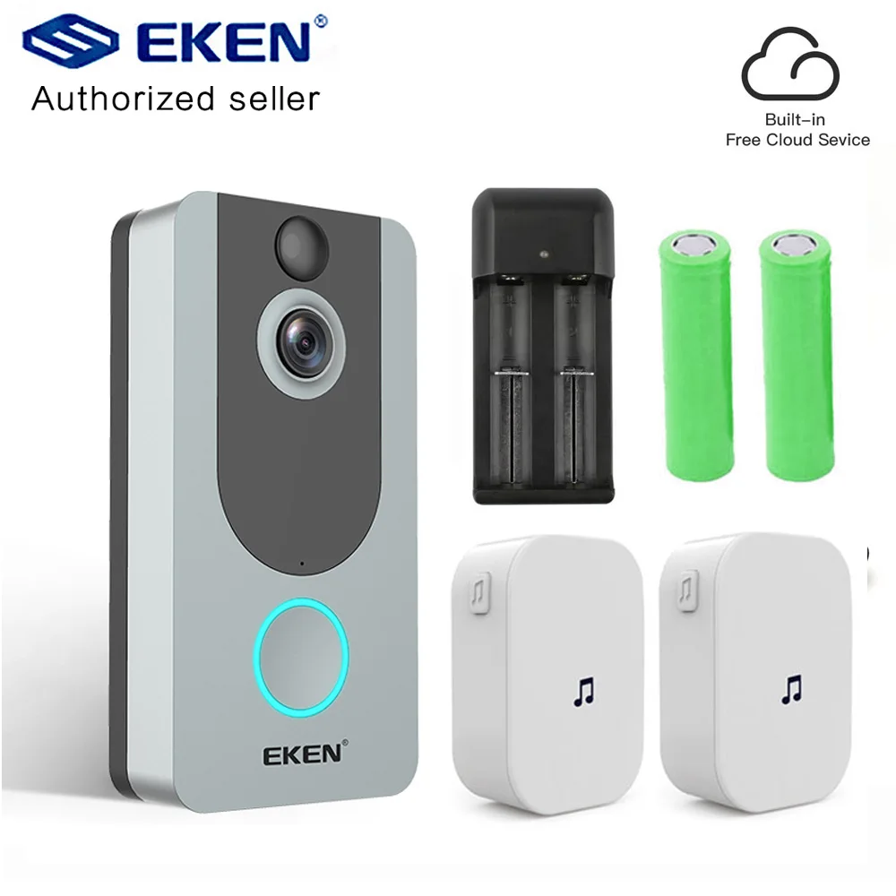 

EKEN V7 Silver door bell camera 1080P wifi doorbell IP Smart Wireless Security FIR Motion Detection Alarm Cloud storage bell
