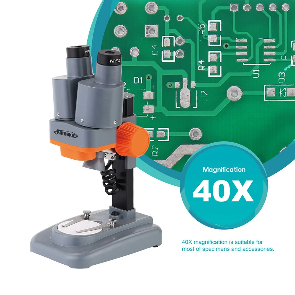 AOMEKIE 40X стерео микроскоп с держателем телефона светодиодный светильник PCB припой минеральный образец Silde Смотреть телефон Pepair инструмент HD Vision