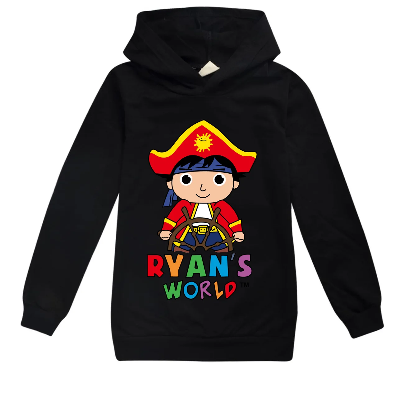 RYAN Toys Review футболка с капюшоном и длинными рукавами для девочек, футболка топы для девочек, Подростковая рубашка для малышей Детские толстовки для подростков - Цвет: H906black