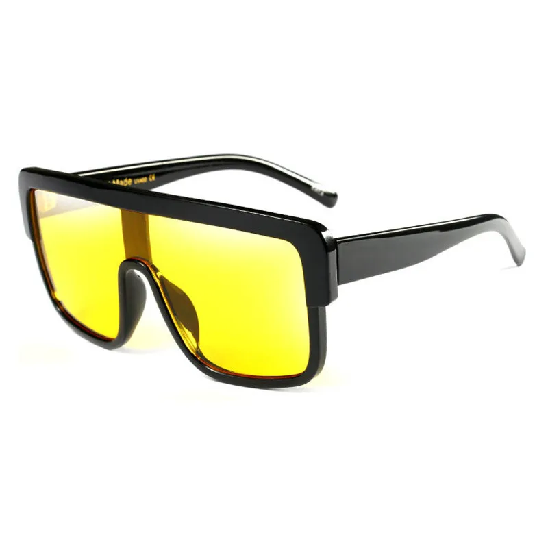 MINCL/новейшие уникальные женские солнцезащитные очки, квадратные очки, Винтажные Солнцезащитные очки с большой оправой, мужские градиентные очки UV400 с коробкой FML - Цвет линз: yellow