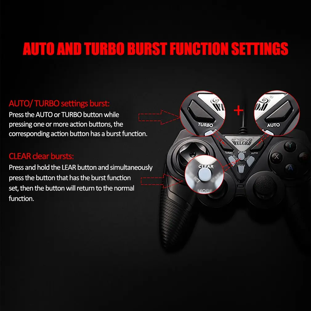 USB Проводная вибрационная Игровая приставка ПК контроллер джойстик Android черный