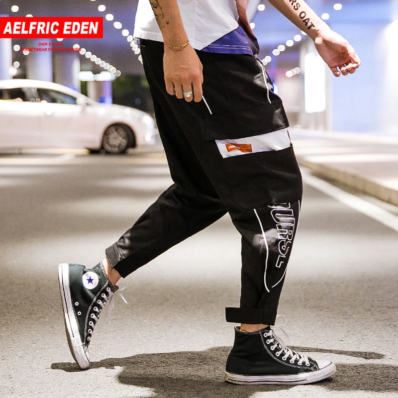 Pantalones Cargo Aelfric Edén hombres 2018 moda verano Hip Hop deportiva Jogger línea de bolsillo nuevo diseño Casual pantalones Streetwear UR19 - AliExpress Ropa de hombre