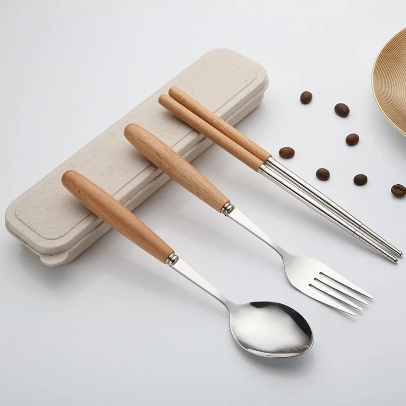 Portable Cutlery Set 3Pcs Stainless Steel Tableware Set Portable with