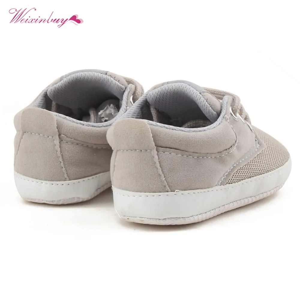 WEIXINBUY Newborn Baby Boy Girl Shoes First Walkers Spring Autumn Baby Boy Soft Sole Shoes Infant Canvas Crib Shoes 0-18 Months