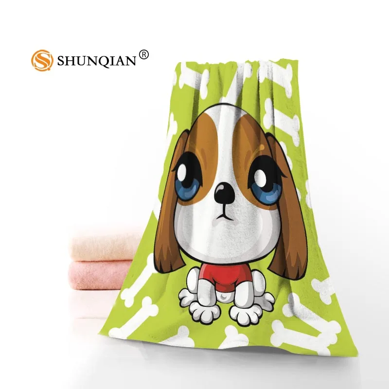 New Custom Dog Cartoon Towel Printed Cotton Face/Bath Towels Microfiber Fabric For Kids Men Women Shower Towels