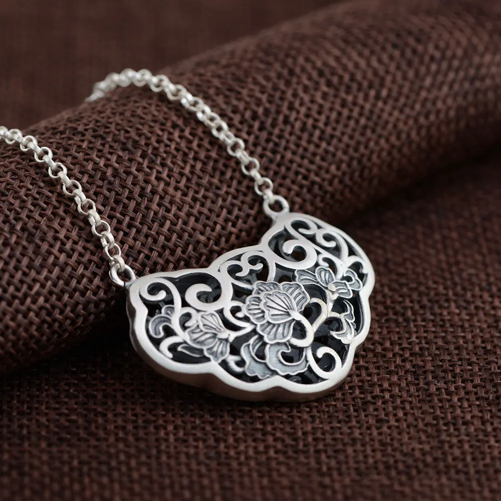 

925 Silver Lock Pendant Necklace for Women Accessorice 55cm Chain S925 Thai Solid Silver Jewelry Making Necklaces