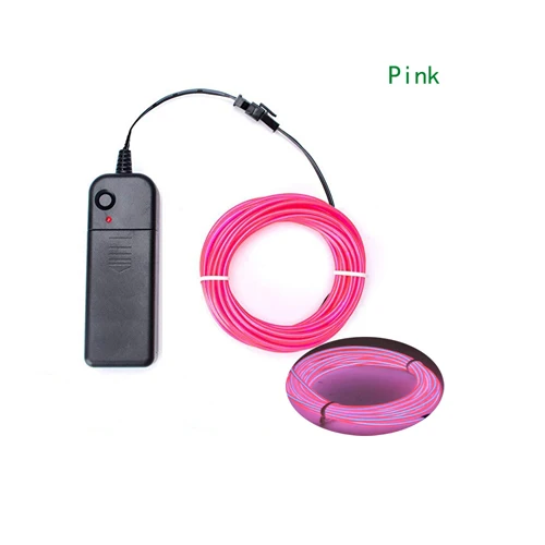 10 Цвет м, 1 м, 2 м, 3 м, 5 м гибкий светодиодный неоновый светильник свечение EL трос газа трубки Батарея Рождество - Испускаемый цвет: Розовый