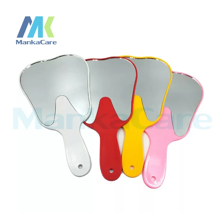 

3 PCS Cute Plastic Handle Dental Mirror Tooth Shape Unbreakable Patient Hand Mirror Multi-Color Makeup Mirror Dental Gift