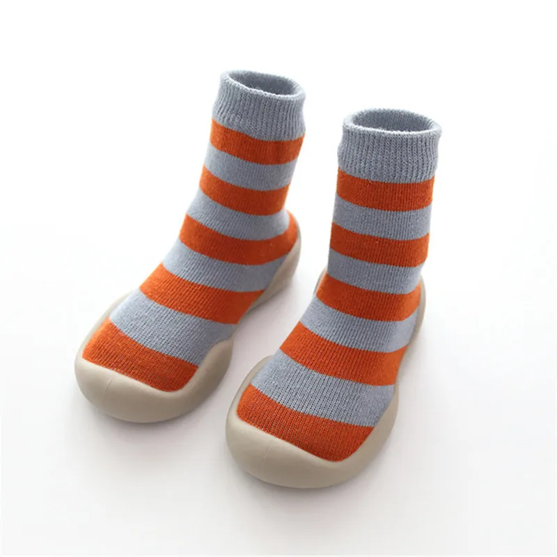 Kids Baby Indoor Socks Anti Slip Warm Winter Shoes Sock with Rubber Soles toddler boy girls First walking slipper striped dots 2019 new (8)