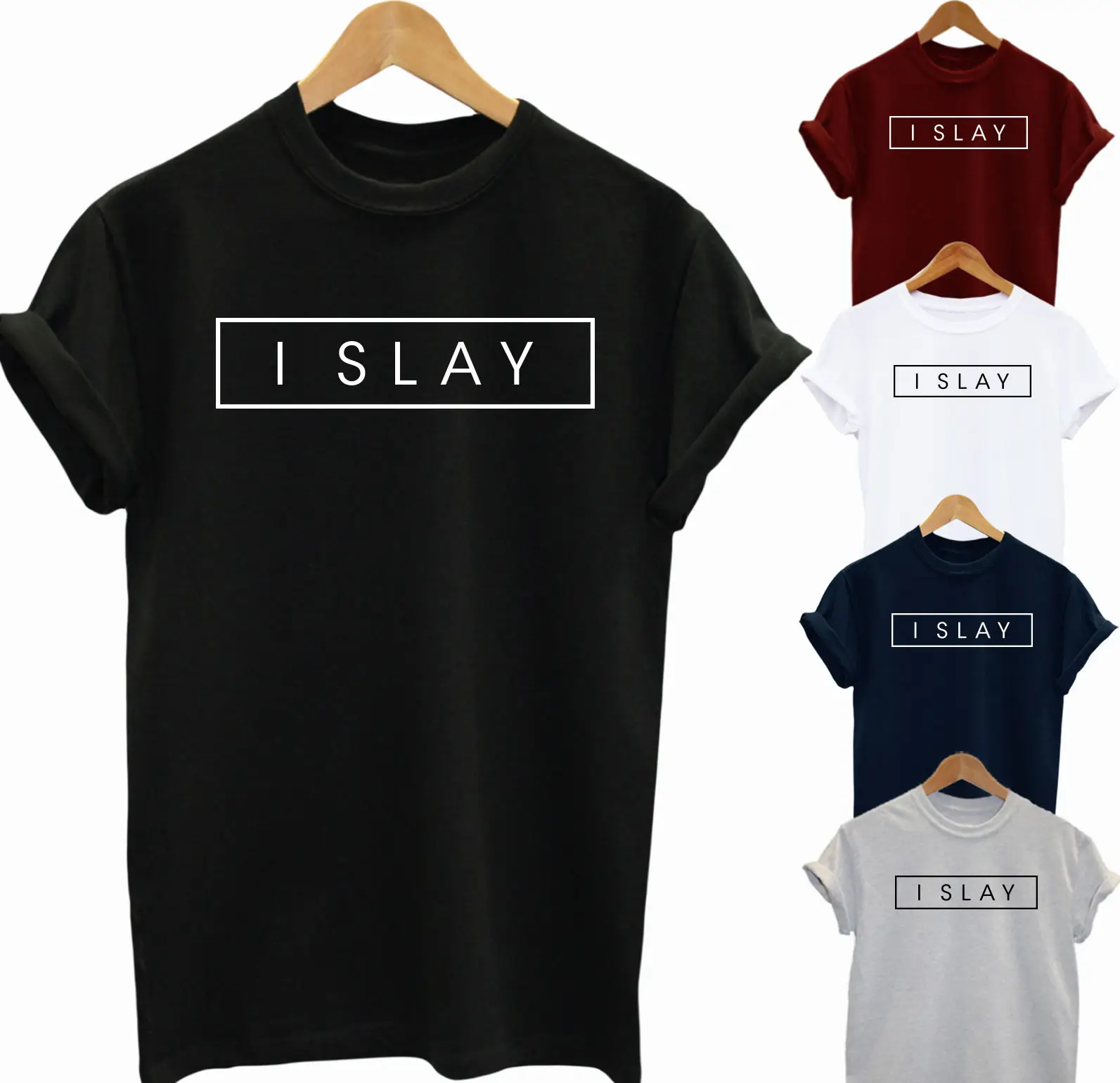 

I SLAY BEYONCE CELEBRITY LADIES COOL LOOSE FIT T SHIRT TOP New T Shirts Funny Tops Tee New Unisex Funny Tops free shipping
