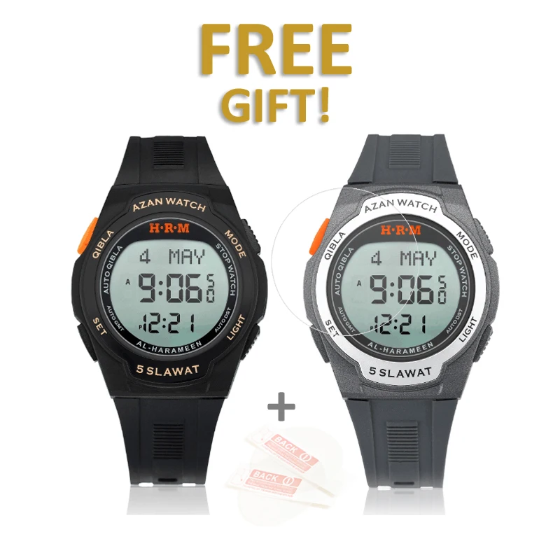 

New Design Harameen Sport Watch for Muslim Prayer with Athan Time Qibla Direction Hijri 6509 HRM Mosque Clock Wristwatch 34mm